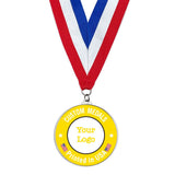 Custom Rush Printed Medals Custom Medals WizardPins Circle - 3in. Silver