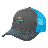 Cotton Twill Mesh Cap Hats Hit Promo Gray with Light Blue Mesh Embroidered