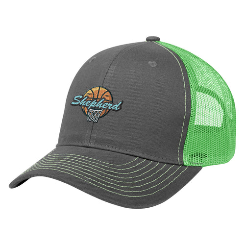 Cotton Twill Mesh Cap Hats Hit Promo Gray with Lime Green Mesh Embroidered