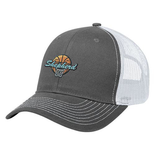 Cotton Twill Mesh Cap Hats Hit Promo Gray with White Mesh Embroidered