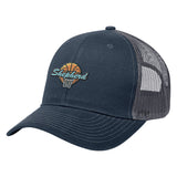 Cotton Twill Mesh Cap Hats Hit Promo Navy with Gray Mesh Embroidered