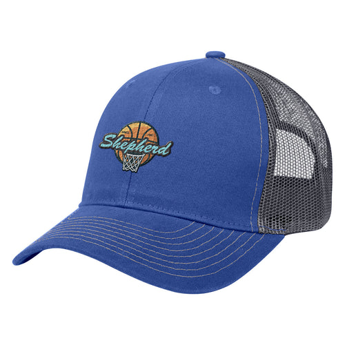 Cotton Twill Mesh Cap Hats Hit Promo Royal Blue with Gray Mesh Embroidered