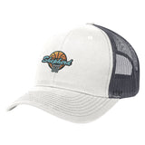 Cotton Twill Mesh Cap Hats Hit Promo White with Gray Mesh Embroidered