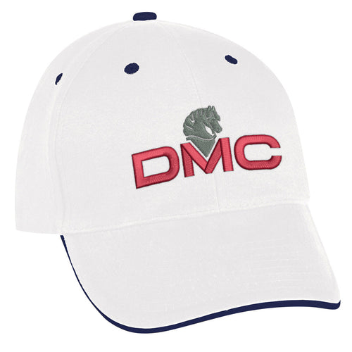 Elite Cap Hats Hit Promo White with Navy Trim Embroidered
