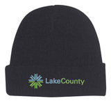 Knit Beanie With Cuff Black Embroidery