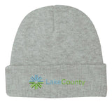 Knit Beanie With Cuff Gray Embroidery