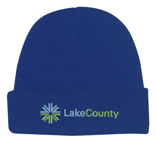 Knit Beanie With Cuff Royal Embroidery