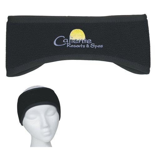 Fleece Ear Band Black Embroidery