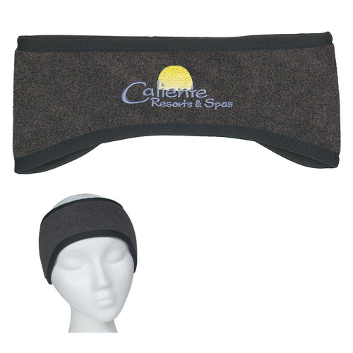 Fleece Ear Band Charcoal Embroidery