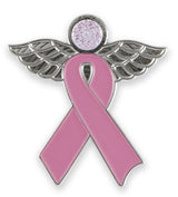 Pink Ribbon Angel Glitter Enamel Pin Brooch Breast Cancer Awareness Pin WizardPins 10 Pins