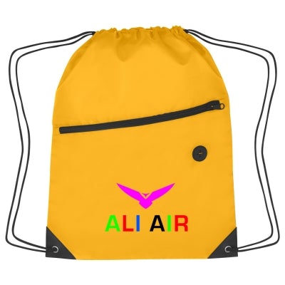Hit Sports Pack with Front Zipper Drawstring Bags Hit Promo Athletic Gold Multi Color