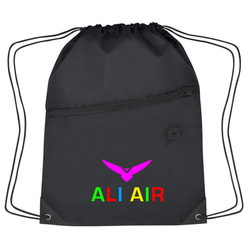 Hit Sports Pack with Front Zipper Drawstring Bags Hit Promo Black Multi Color