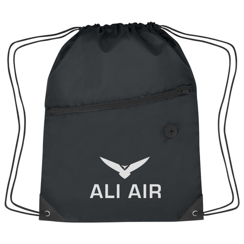 Hit Sports Pack with Front Zipper Drawstring Bags Hit Promo Black Single Color