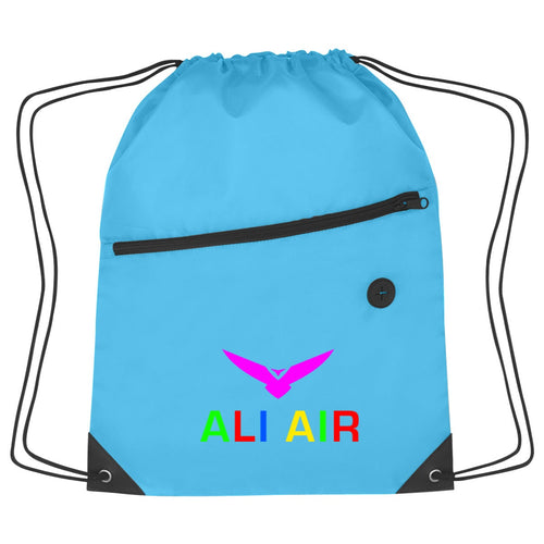 Hit Sports Pack with Front Zipper Drawstring Bags Hit Promo Light Blue Multi Color