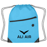Hit Sports Pack with Front Zipper Drawstring Bags Hit Promo Light Blue Single Color