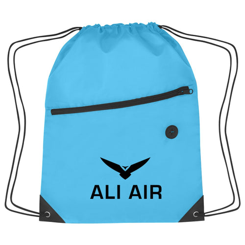 Hit Sports Pack with Front Zipper Drawstring Bags Hit Promo Light Blue Single Color