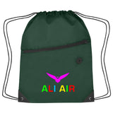 Hit Sports Pack with Front Zipper Drawstring Bags Hit Promo Forest Green Multi Color 