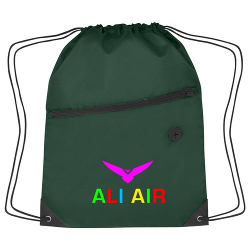 Hit Sports Pack with Front Zipper Drawstring Bags Hit Promo Forest Green Multi Color