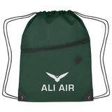 Hit Sports Pack with Front Zipper Drawstring Bags Hit Promo Forest Green Single Color