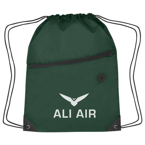 Hit Sports Pack with Front Zipper Drawstring Bags Hit Promo Forest Green Single Color