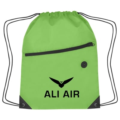Hit Sports Pack with Front Zipper Drawstring Bags Hit Promo Lime Green Single Color
