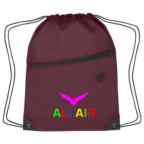 Hit Sports Pack with Front Zipper Drawstring Bags Hit Promo Maroon Multi Color