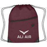 Hit Sports Pack with Front Zipper Drawstring Bags Hit Promo Maroon Single Color