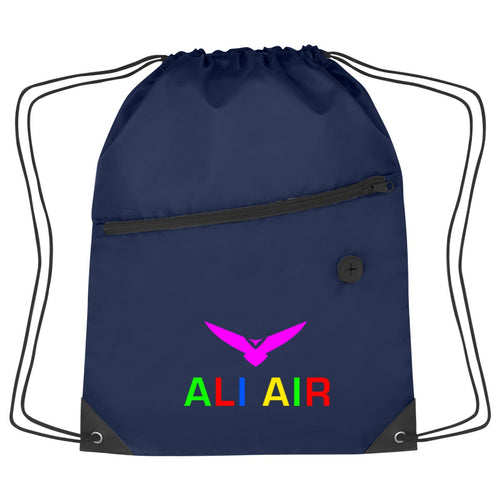 Hit Sports Pack with Front Zipper Drawstring Bags Hit Promo Navy Multi Color