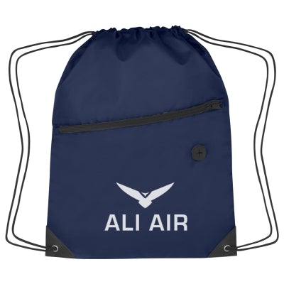 Hit Sports Pack with Front Zipper Drawstring Bags Hit Promo Navy Single Color