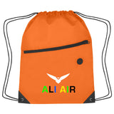 Hit Sports Pack with Front Zipper Drawstring Bags Hit Promo Orange Multi Color