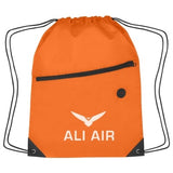 Hit Sports Pack with Front Zipper Drawstring Bags Hit Promo Orange Single Color