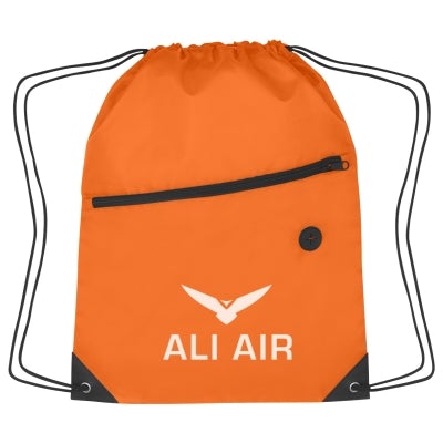 Hit Sports Pack with Front Zipper Drawstring Bags Hit Promo Orange Single Color