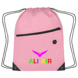Hit Sports Pack with Front Zipper Drawstring Bags Hit Promo Pink Multi Color 