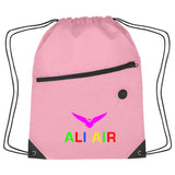 Hit Sports Pack with Front Zipper Drawstring Bags Hit Promo Pink Multi Color