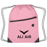 Hit Sports Pack with Front Zipper Drawstring Bags Hit Promo Pink Single Color