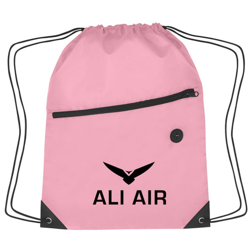 Hit Sports Pack with Front Zipper Drawstring Bags Hit Promo Pink Single Color