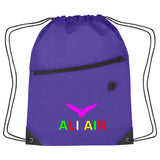Hit Sports Pack with Front Zipper Drawstring Bags Hit Promo Purple Multi Color