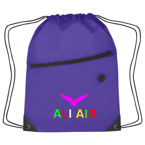 Hit Sports Pack with Front Zipper Drawstring Bags Hit Promo Purple Multi Color