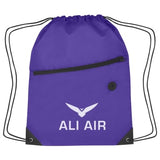 Hit Sports Pack with Front Zipper Drawstring Bags Hit Promo Purple Single Color