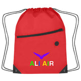 Hit Sports Pack with Front Zipper Drawstring Bags Hit Promo Red Multi Color