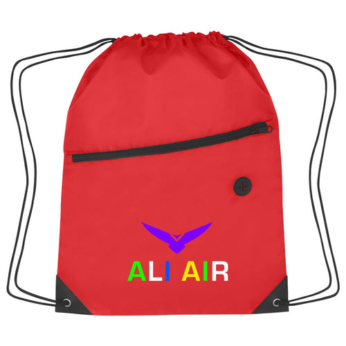 Hit Sports Pack with Front Zipper Drawstring Bags Hit Promo Red Multi Color