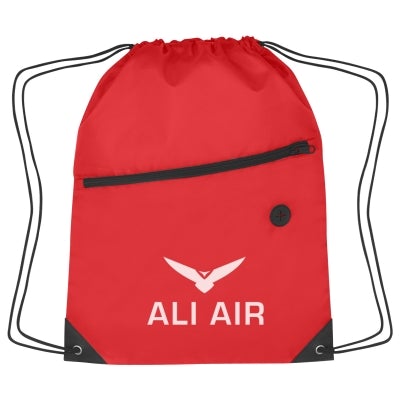 Hit Sports Pack with Front Zipper Drawstring Bags Hit Promo Red Single Color