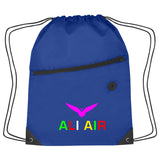 Hit Sports Pack with Front Zipper Drawstring Bags Hit Promo Royal Blue Multi Color