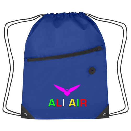 Hit Sports Pack with Front Zipper Drawstring Bags Hit Promo Royal Blue Multi Color