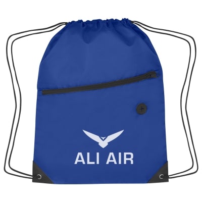 Hit Sports Pack with Front Zipper Drawstring Bags Hit Promo Royal Blue Single Color