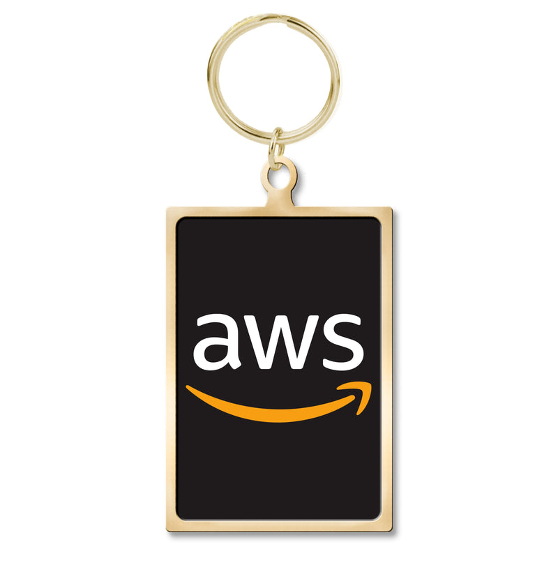 Custom Digitally Printed Made in USA Keychains Keychains WizardPins Gold Small Rectangle 1.44 in. x 1.125 in.