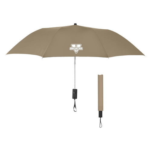 44" Arc Automatic Open Telescopic Folding Umbrella Khaki Multi Color