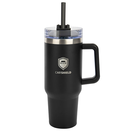 40 oz. Intrepid Stainless Steel Tumbler Coffee Mugs Hit Promo Black Laser Engrave