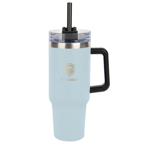 40 oz. Intrepid Stainless Steel Tumbler Coffee Mugs Hit Promo Light Blue Laser Engrave