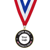 Custom Rush Printed Medals Custom Medals WizardPins Circle - 3in. Gold